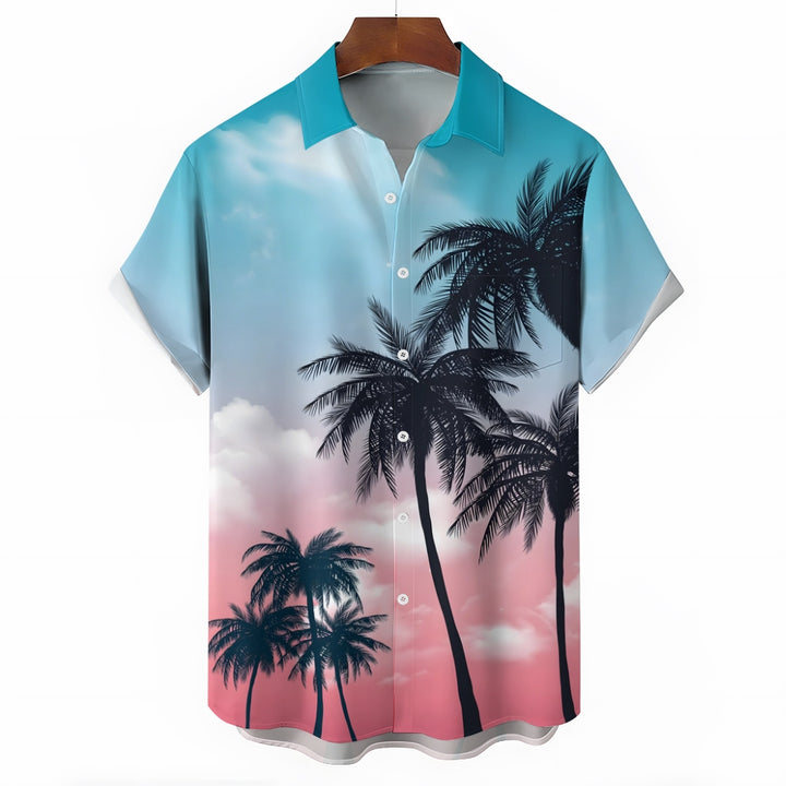 Coconut Tree Hawaiian Casual Large Size Short Sleeve Shirt 2408010045