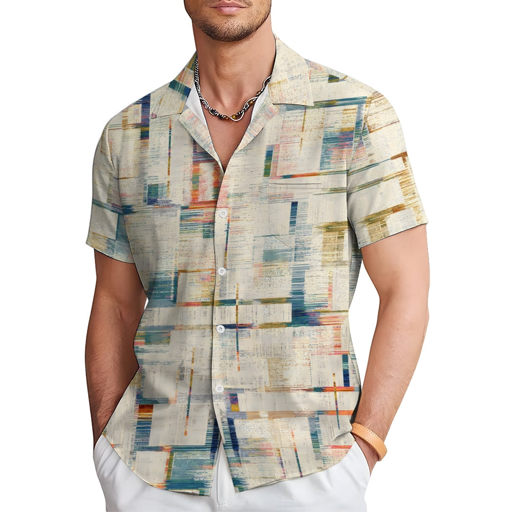 Men's Texture Print Casual Short Sleeve Shirt 2402000188