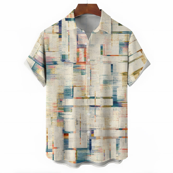 Men's Texture Print Casual Short Sleeve Shirt 2402000188