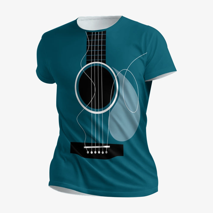 Men's Crew Neck Damaged Guitar Art Print Casual T-Shirt 2312000384