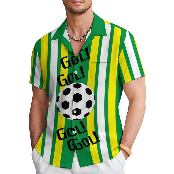 Men's Football Stripes Casual Short Sleeve Shirt 2402000297