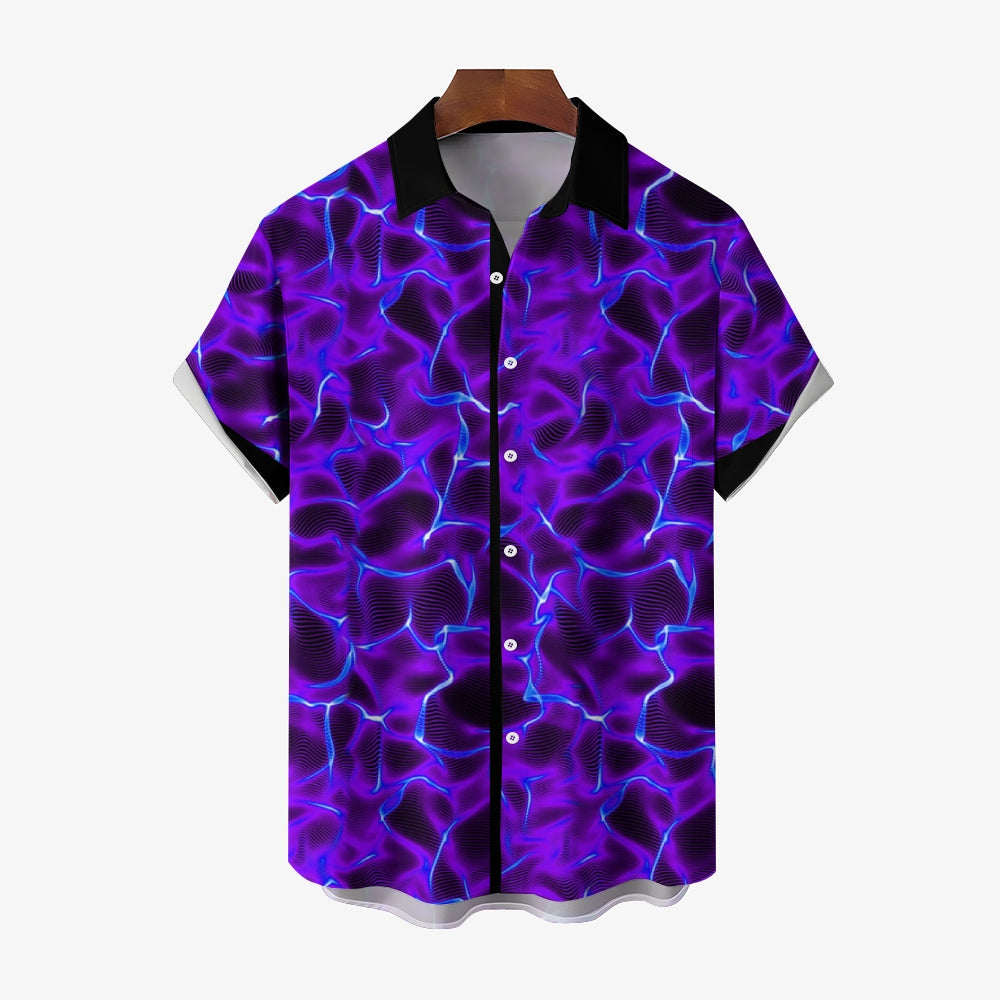 Vintage Gradient Texture Print Men's Stretch Shirt 2408004623