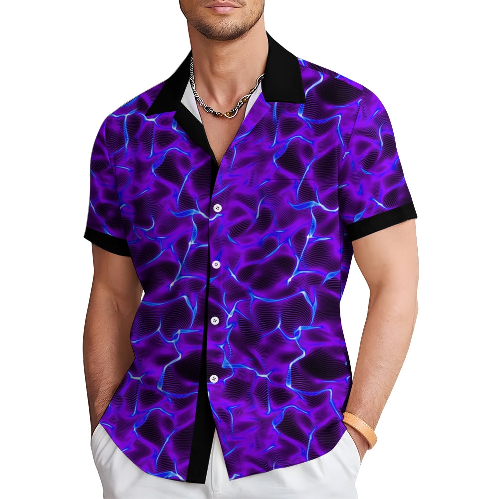 Vintage Gradient Texture Print Men's Stretch Shirt 2408004623