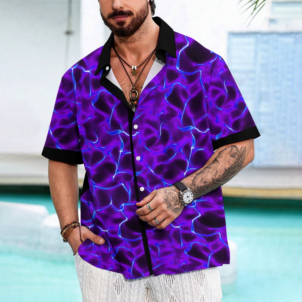 Vintage Gradient Texture Print Men's Stretch Shirt 2408004623