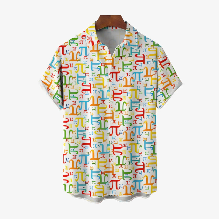 Men's Funny Math Printed Button Down Casual Shirts 2407001358