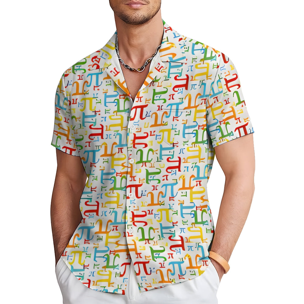 Men's Funny Math Printed Button Down Casual Shirts 2407001358