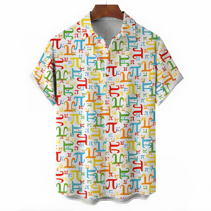 Men's Funny Math Printed Button Down Casual Shirts 2407001358