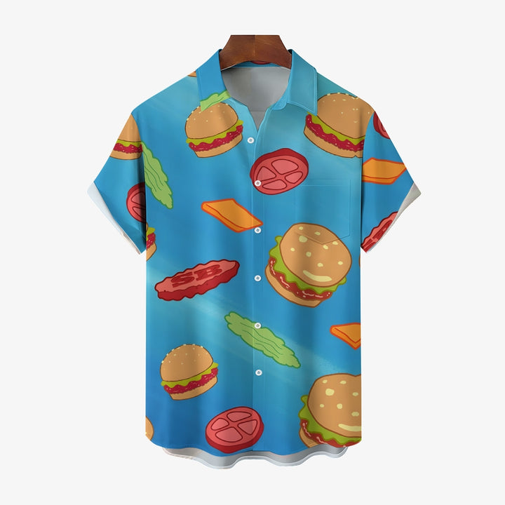 Men's Cartoon Krabby Patty Casual Short Sleeve Shirt 2403000366