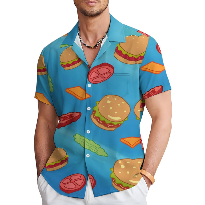 Men's Cartoon Krabby Patty Casual Short Sleeve Shirt 2403000366