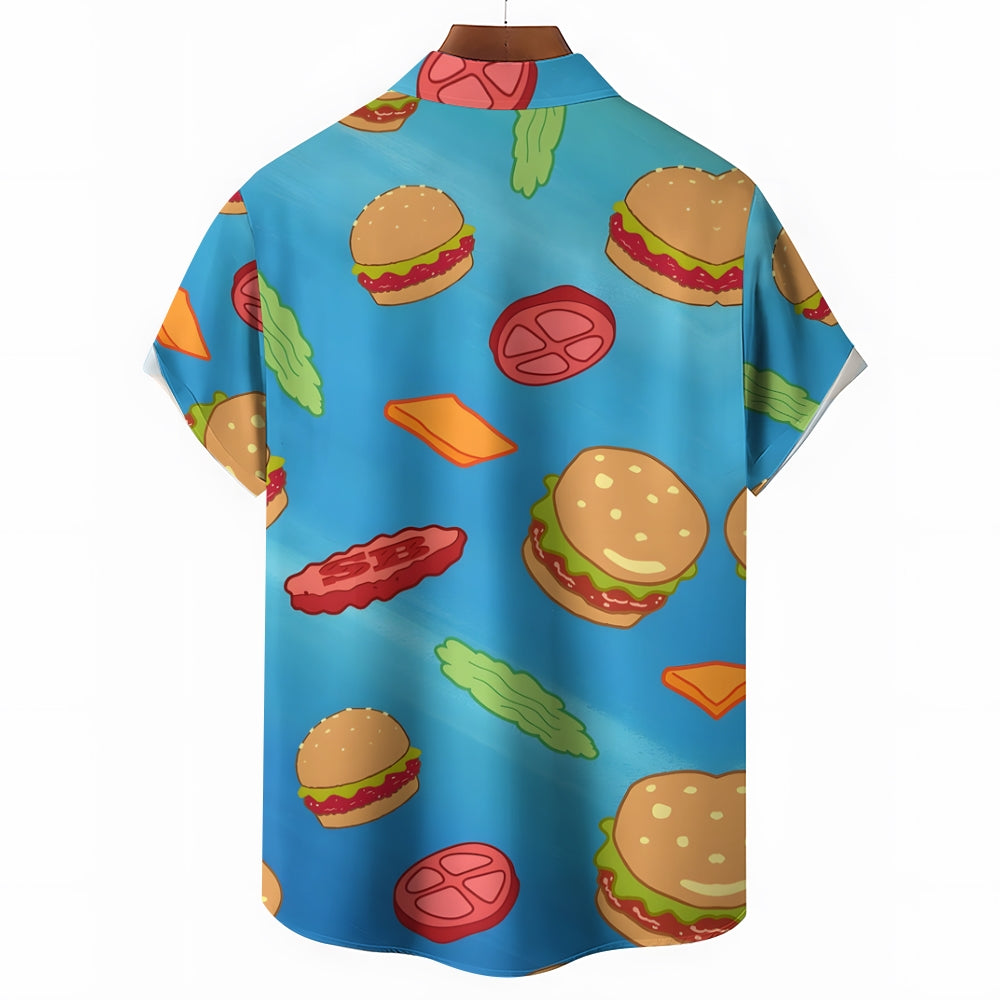 Men's Cartoon Krabby Patty Casual Short Sleeve Shirt 2403000366