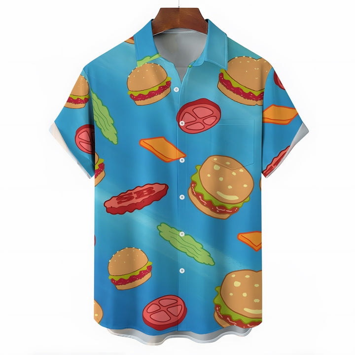 Men's Cartoon Krabby Patty Casual Short Sleeve Shirt 2403000366