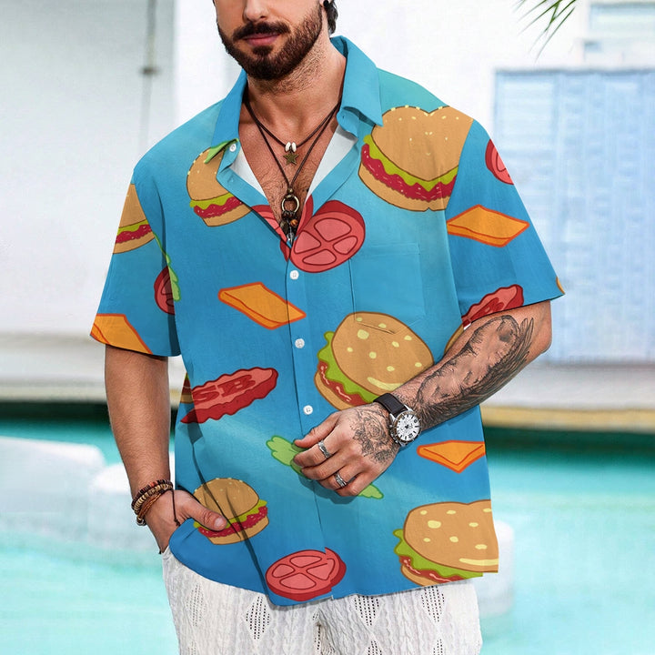 Men's Cartoon Krabby Patty Casual Short Sleeve Shirt 2403000366