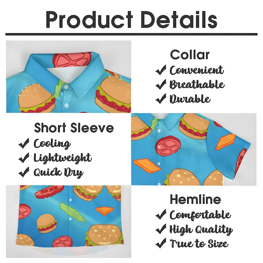 Men's Cartoon Krabby Patty Casual Short Sleeve Shirt 2403000366