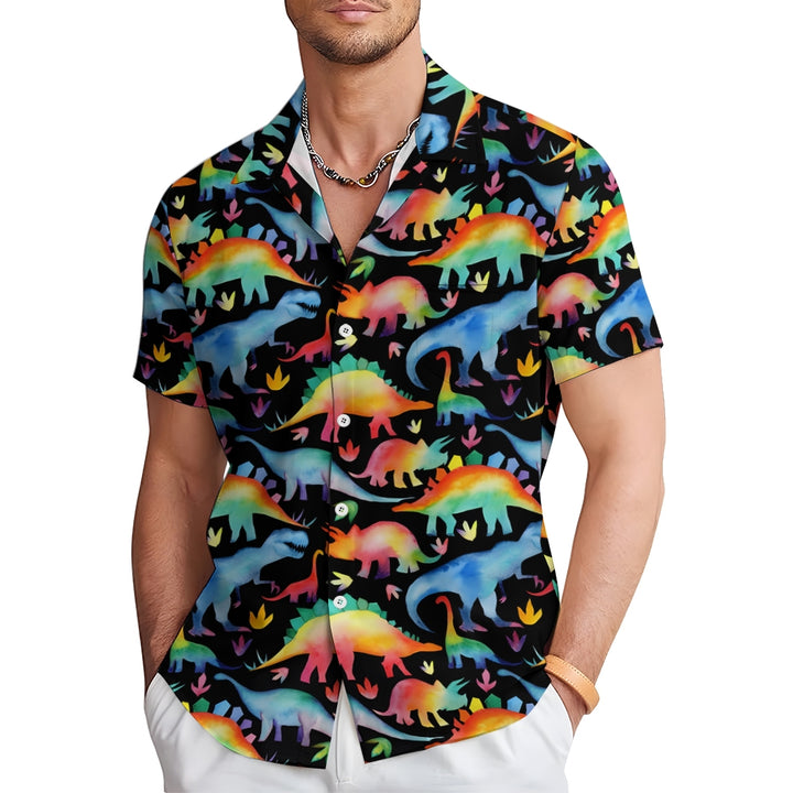 Men's Dinosaur Hawaiian Casual Short Sleeve Shirt 2404001707