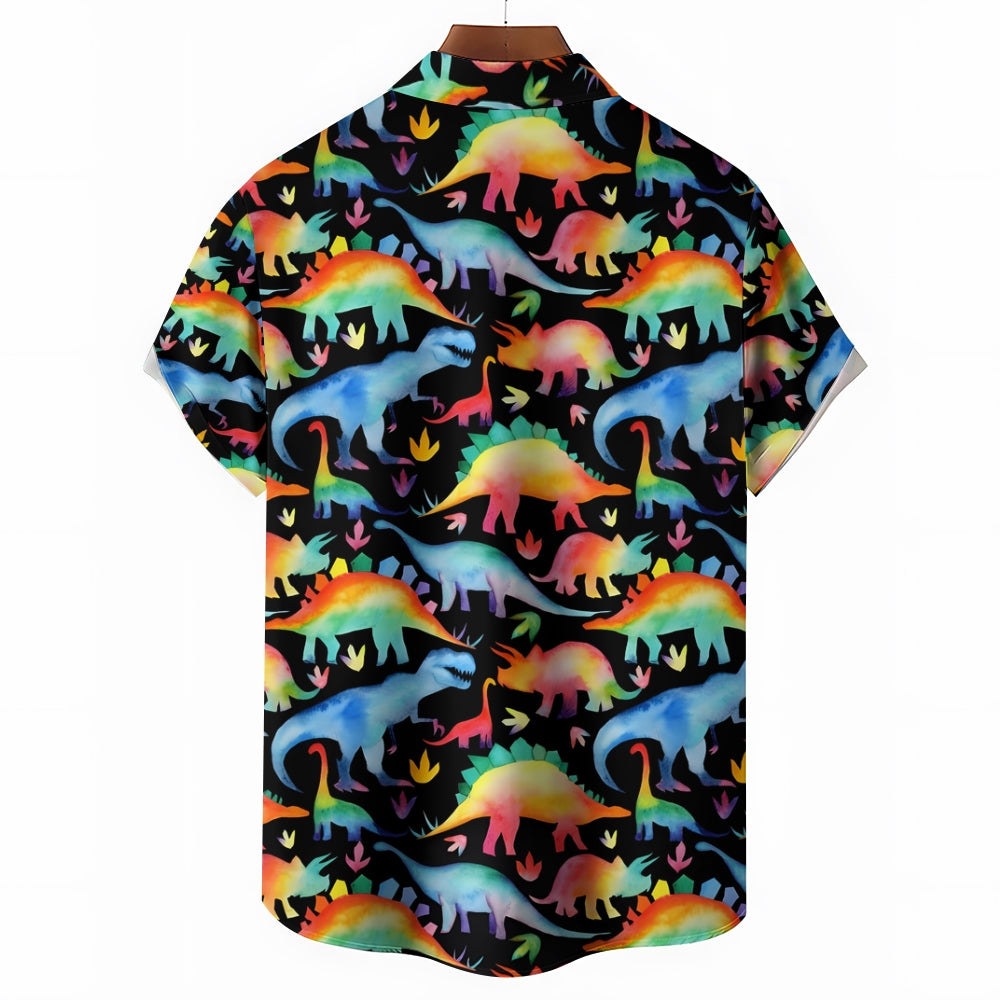 Men's Dinosaur Hawaiian Casual Short Sleeve Shirt 2404001707