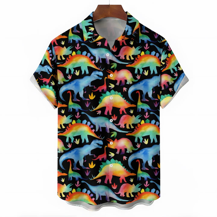 Men's Dinosaur Hawaiian Casual Short Sleeve Shirt 2404001707