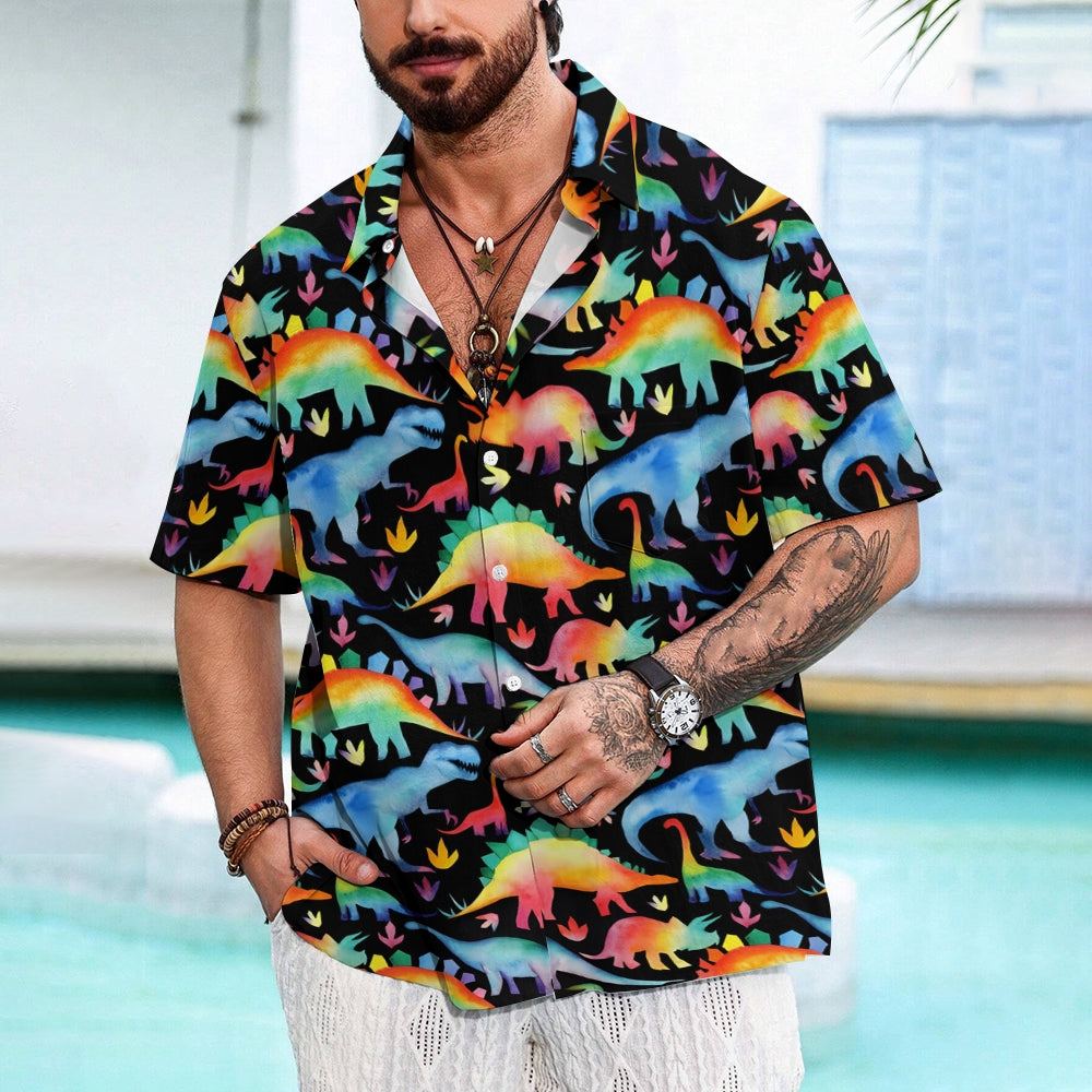 Men's Dinosaur Hawaiian Casual Short Sleeve Shirt 2404001707