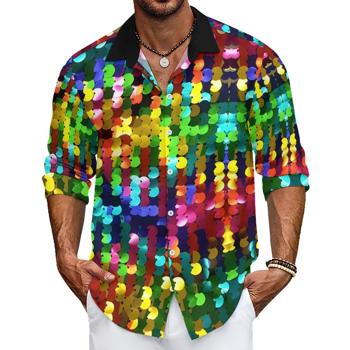 Men's bright carnival print long-sleeved shirt 2408011431