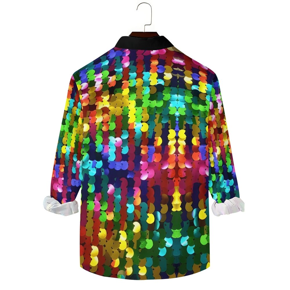 Men's bright carnival print long-sleeved shirt 2408011431