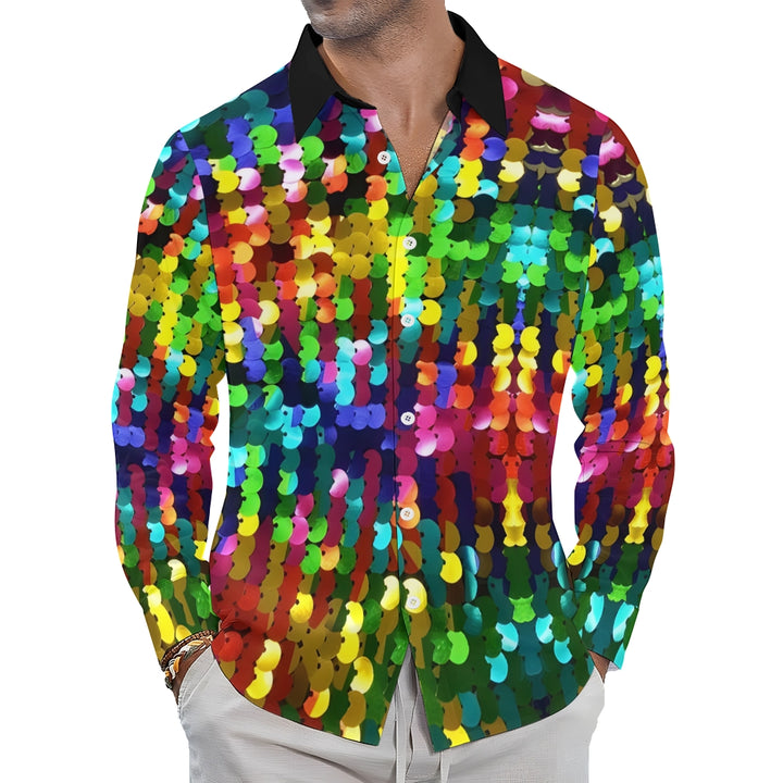 Men's bright carnival print long-sleeved shirt 2408011431