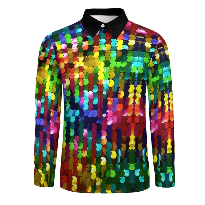 Men's bright carnival print long-sleeved shirt 2408011431