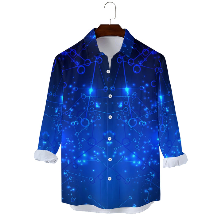 Men's geometric print long-sleeved shirt 2408011434