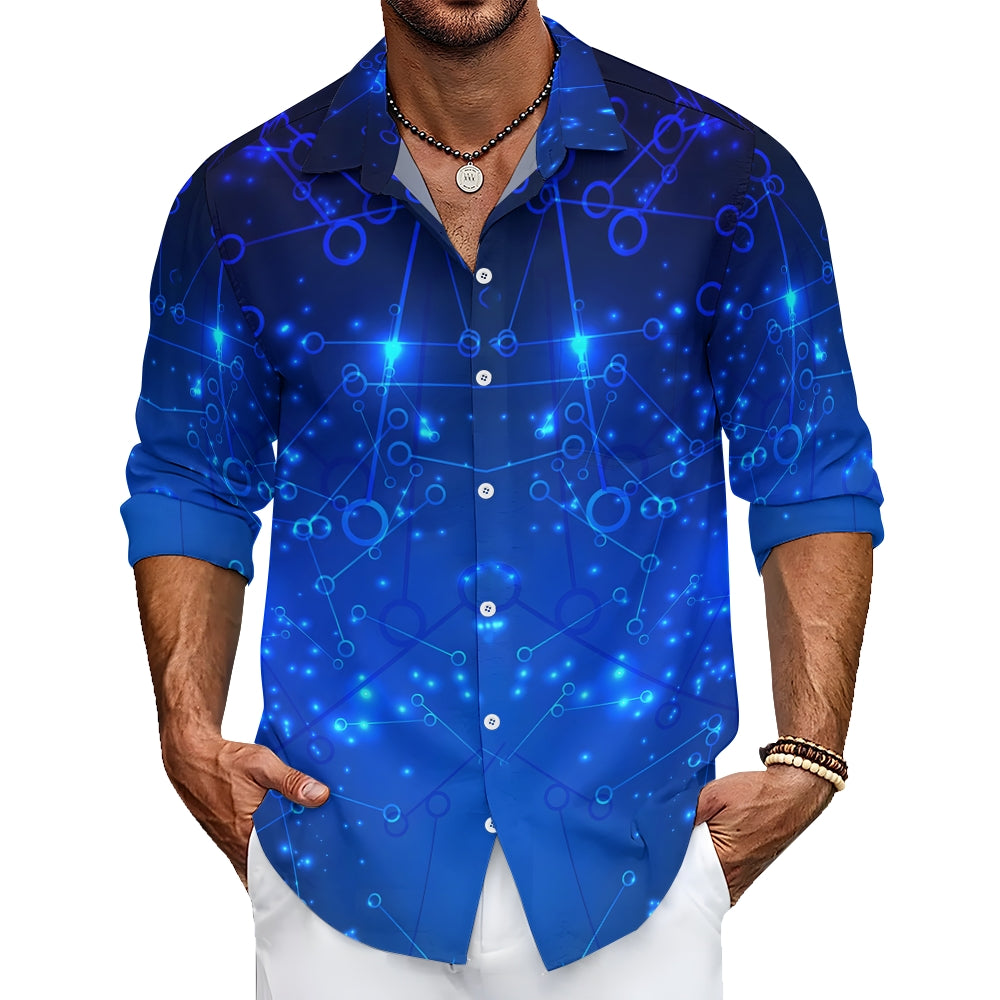 Men's geometric print long-sleeved shirt 2408011434