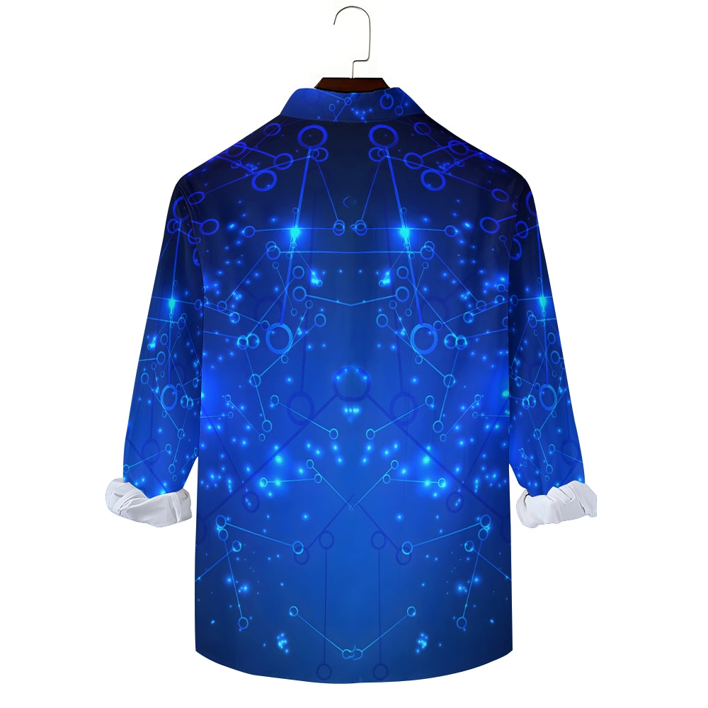 Men's geometric print long-sleeved shirt 2408011434