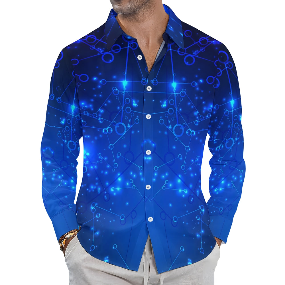 Men's geometric print long-sleeved shirt 2408011434