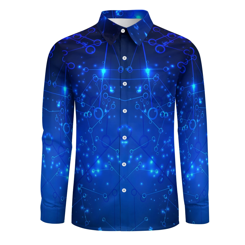 Men's geometric print long-sleeved shirt 2408011434