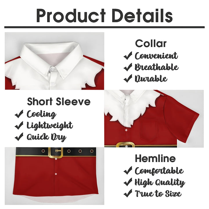 Casual Santa Claus Dress Chest Pocket Short Sleeve Shirt 2309000343