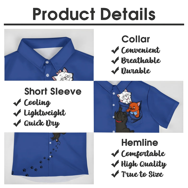 Men's Naughty Cat Pattern Short Sleeve Shirt 2409000368