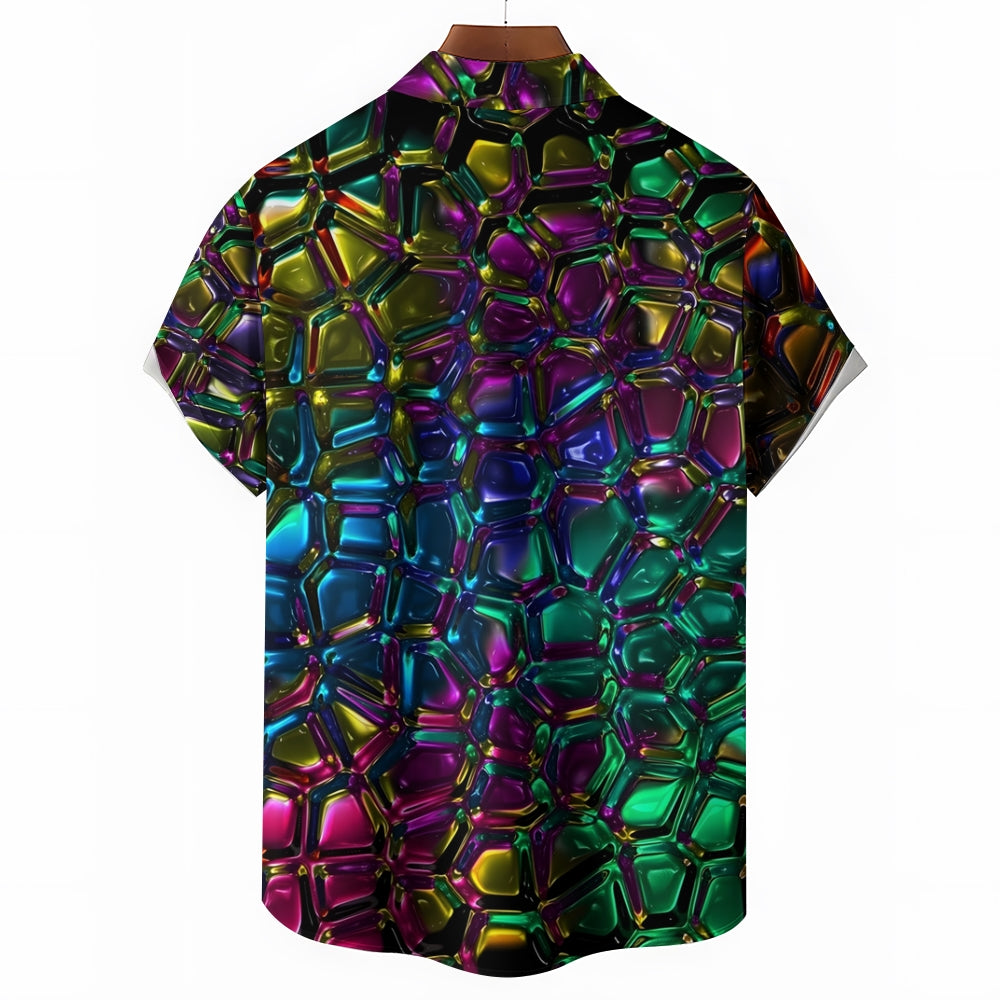 Men's Novelty 3D Geometric Pattern Print Short Sleeve Shirt 2409000370