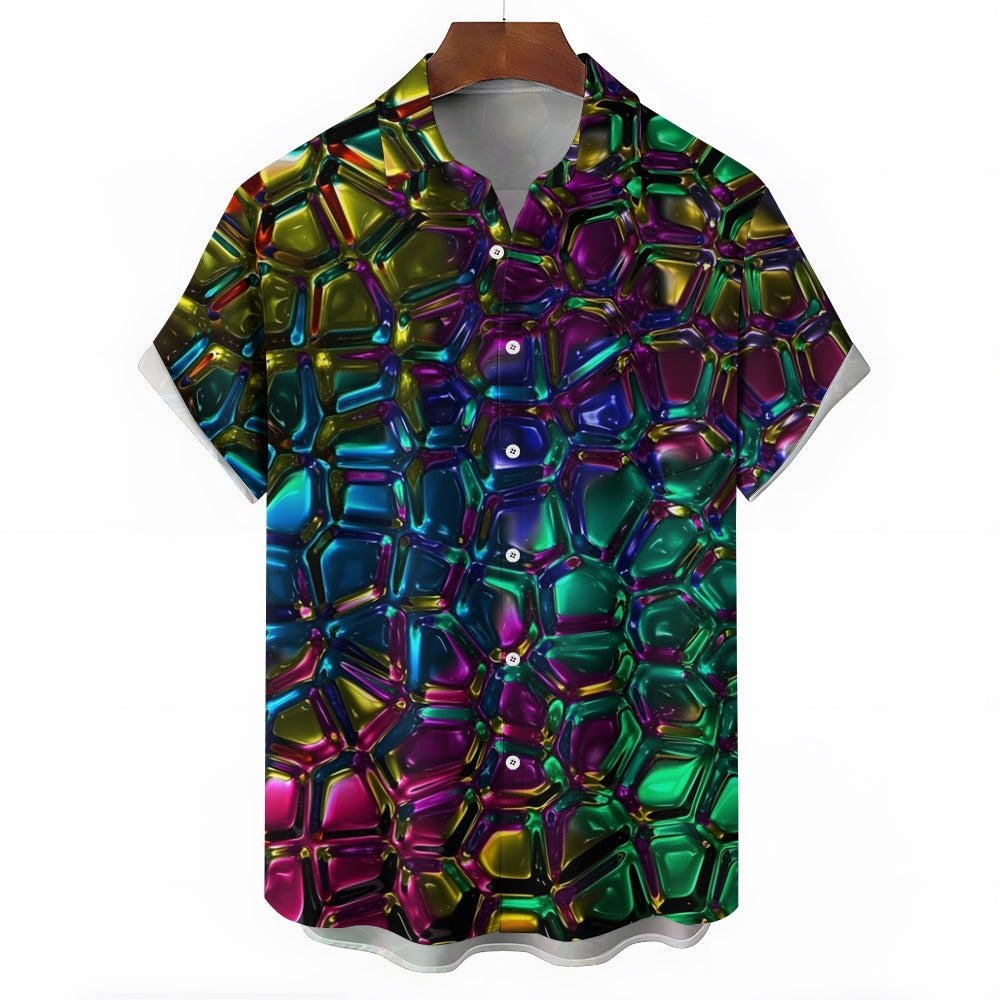 Men's Novelty 3D Geometric Pattern Print Short Sleeve Shirt 2409000370