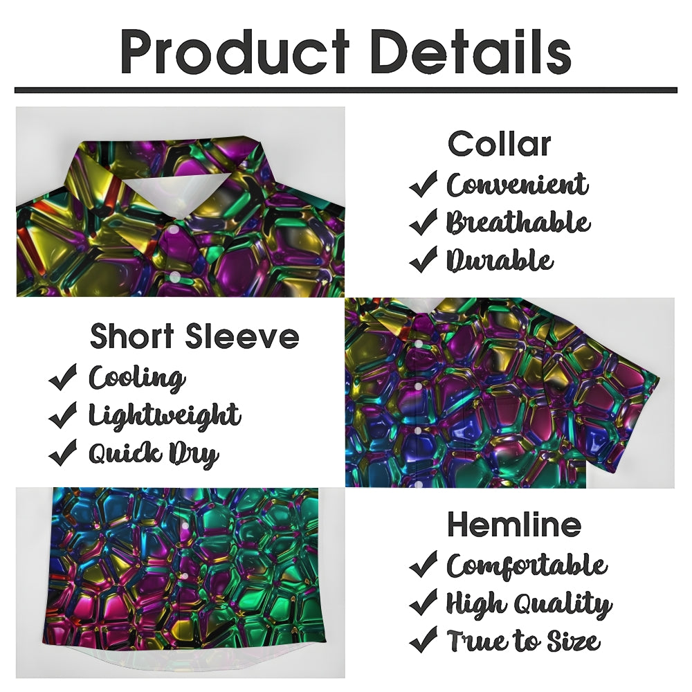 Men's Novelty 3D Geometric Pattern Print Short Sleeve Shirt 2409000370