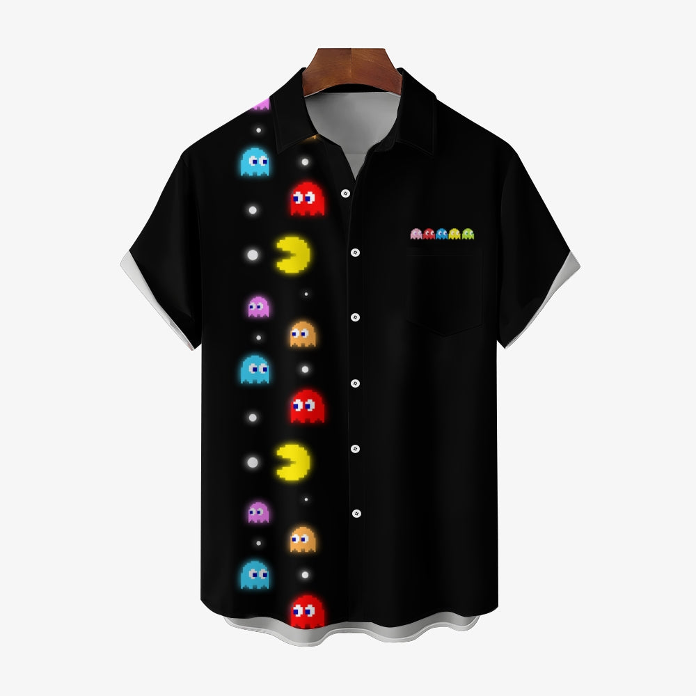 Navy Pac-Man Game Hawaiian Short Sleeve Shirt 2407004747