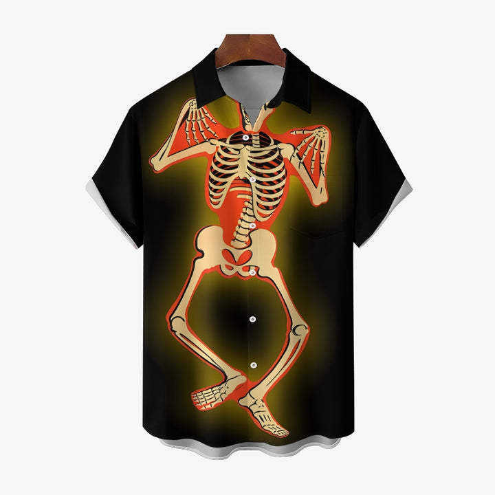 Men's Halloween Glowing Skull Printed Shirt 2409000417