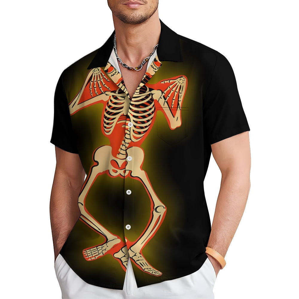 Men's Halloween Glowing Skull Printed Shirt 2409000417