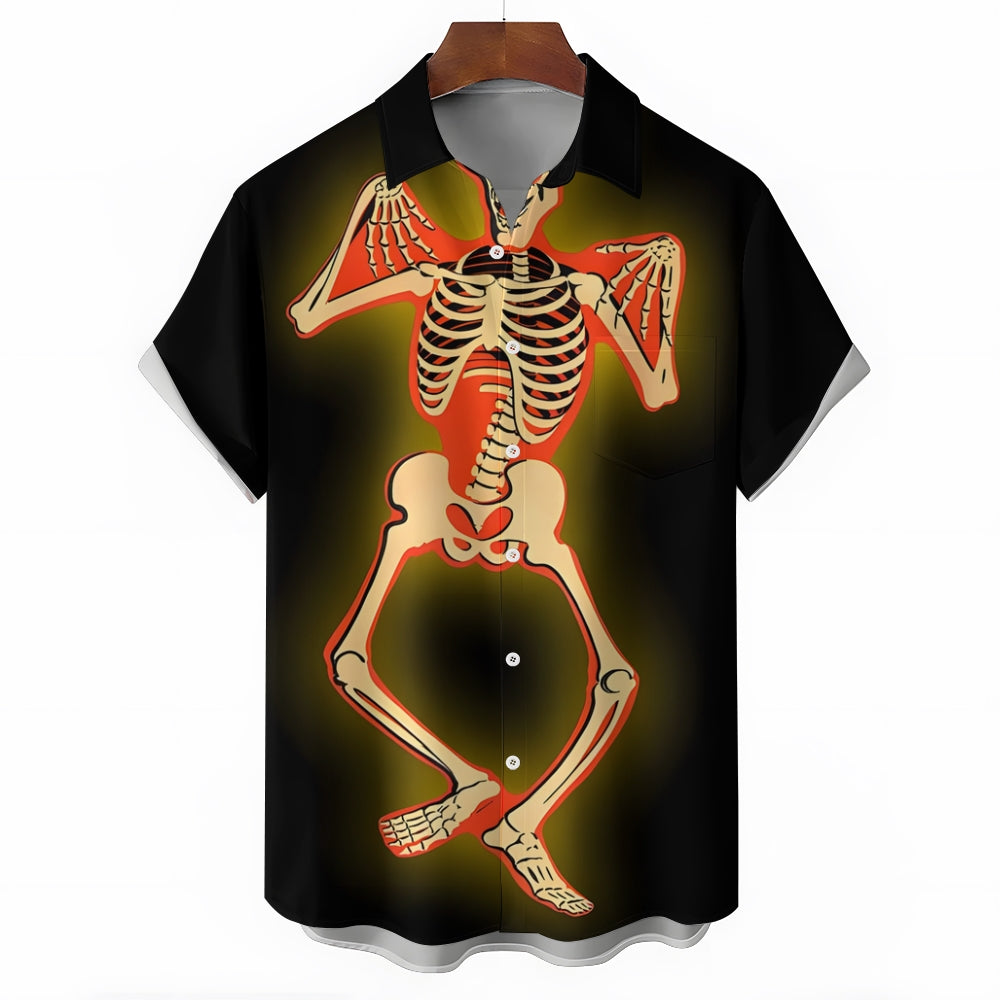 Men's Halloween Glowing Skull Printed Shirt 2409000417