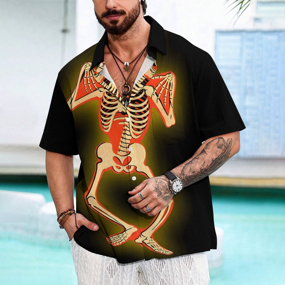 Men's Halloween Glowing Skull Printed Shirt 2409000417