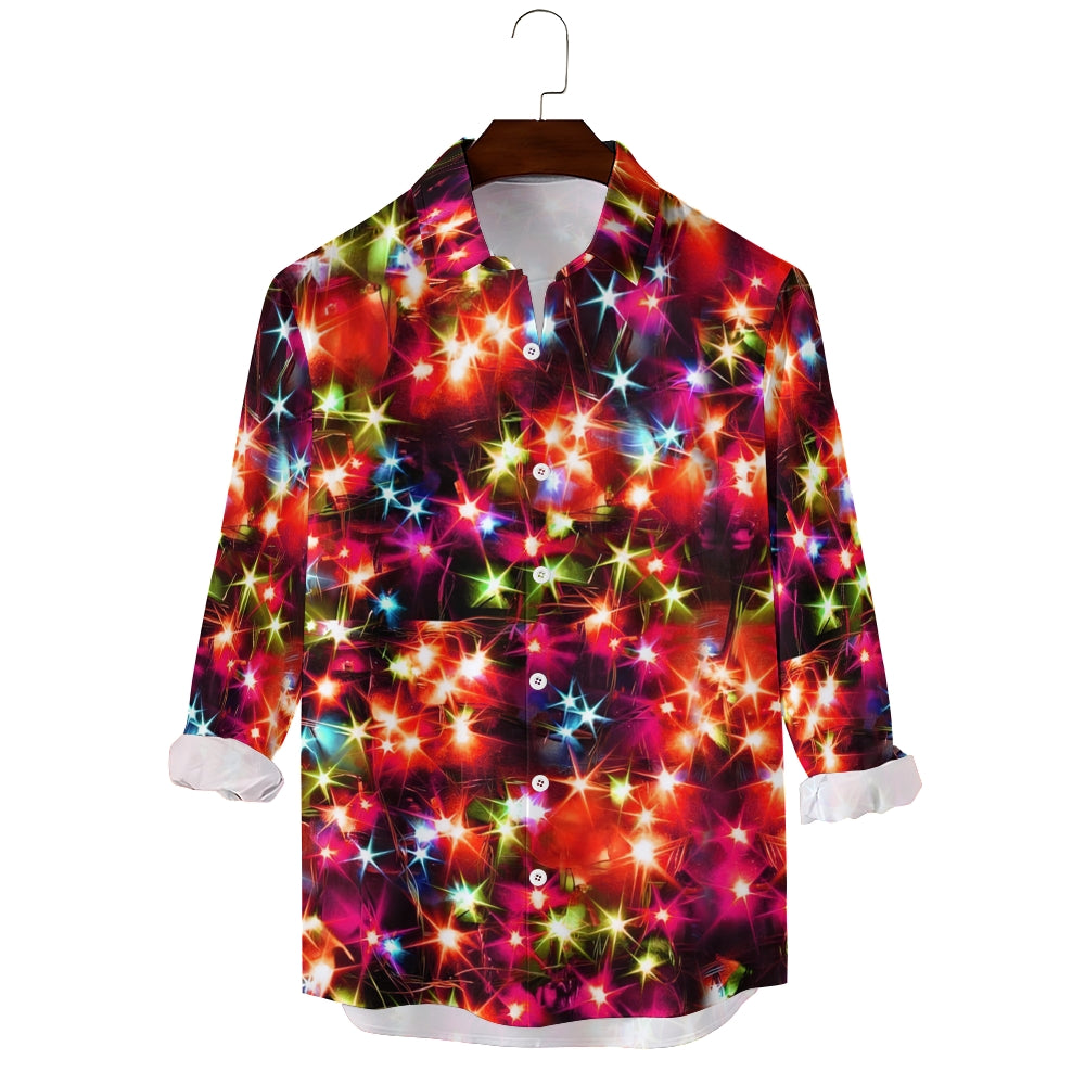 Holiday Gold Neon Men's Long Sleeve Shirts Stretch Plus Size Drama Costume Button Shirts 2310000911