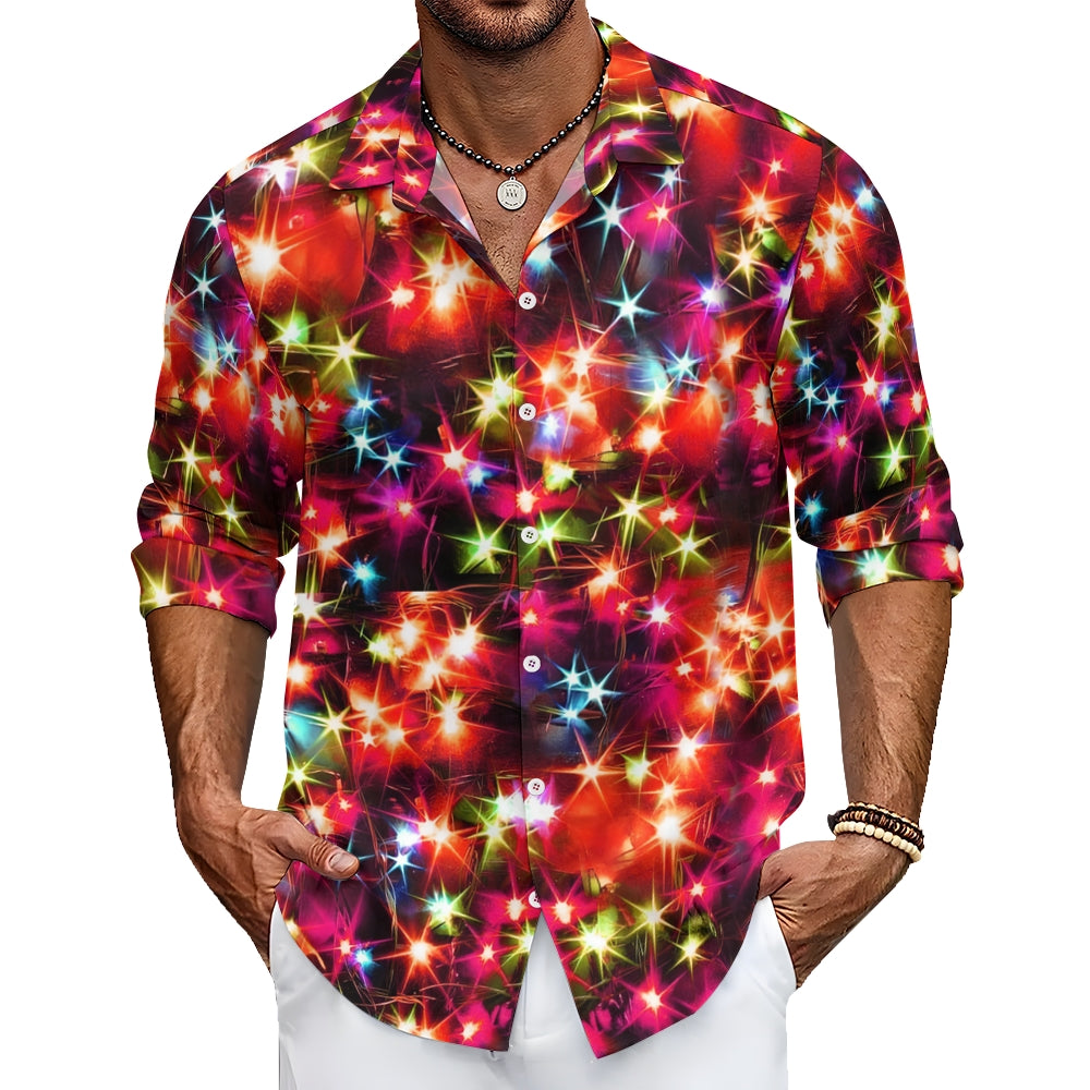 Holiday Gold Neon Men's Long Sleeve Shirts Stretch Plus Size Drama Costume Button Shirts 2310000911