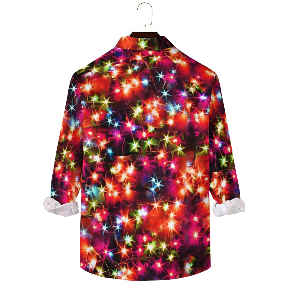 Holiday Gold Neon Men's Long Sleeve Shirts Stretch Plus Size Drama Costume Button Shirts 2310000911