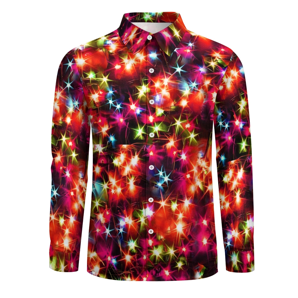 Holiday Gold Neon Men's Long Sleeve Shirts Stretch Plus Size Drama Costume Button Shirts 2310000911