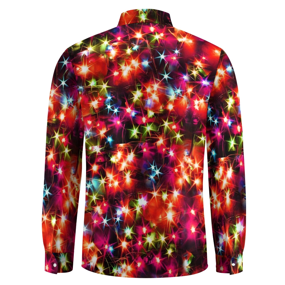 Holiday Gold Neon Men's Long Sleeve Shirts Stretch Plus Size Drama Costume Button Shirts 2310000911