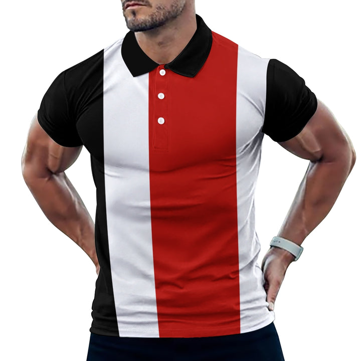 Men's simple contrast color short-sleeved POLO shirt 2409000579