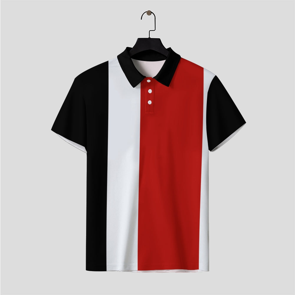 Men's simple contrast color short-sleeved POLO shirt 2409000579