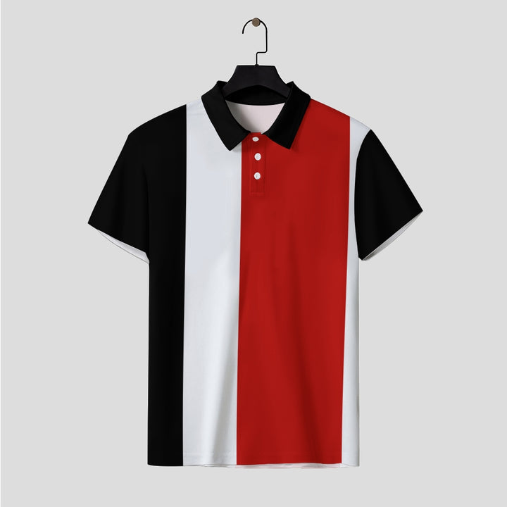 Men's simple contrast color short-sleeved POLO shirt 2409000579