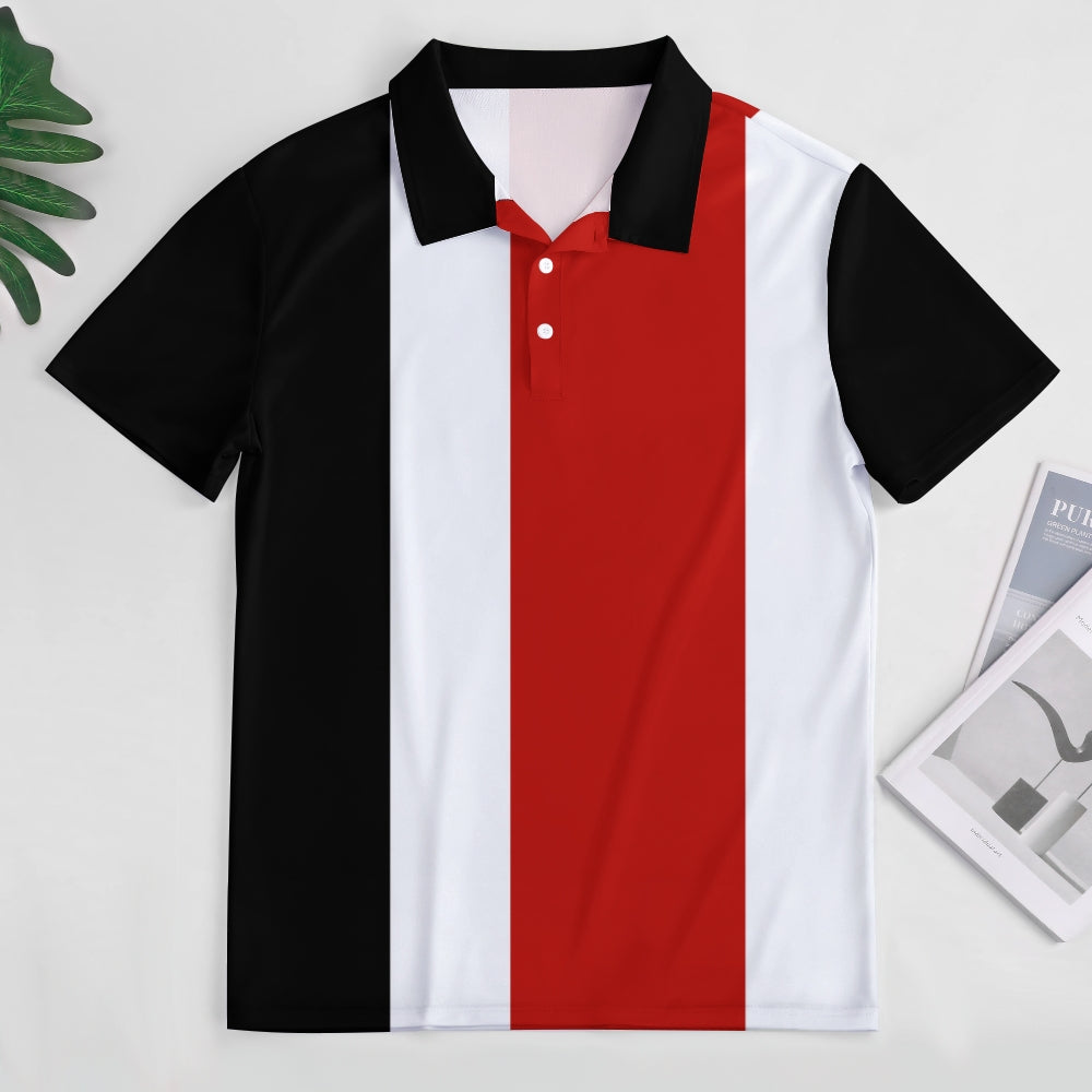 Men's simple contrast color short-sleeved POLO shirt 2409000579