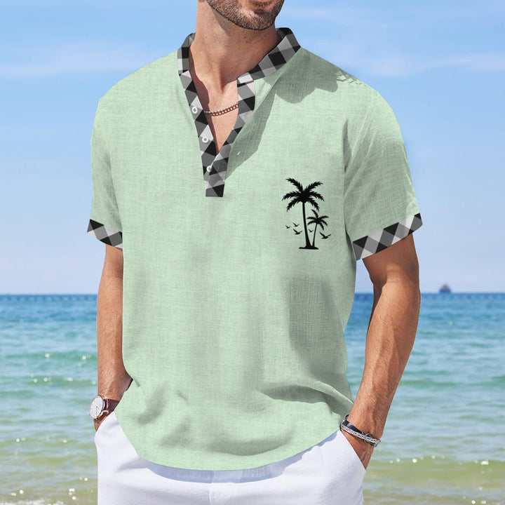 Men's Plaid Coconut Palm Resort Hawaiian 3D Print Shirt